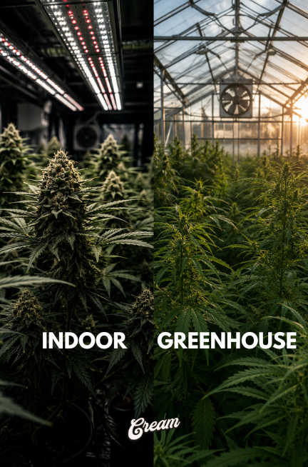 culture indoor vs greenhouse pour fleurs CBD